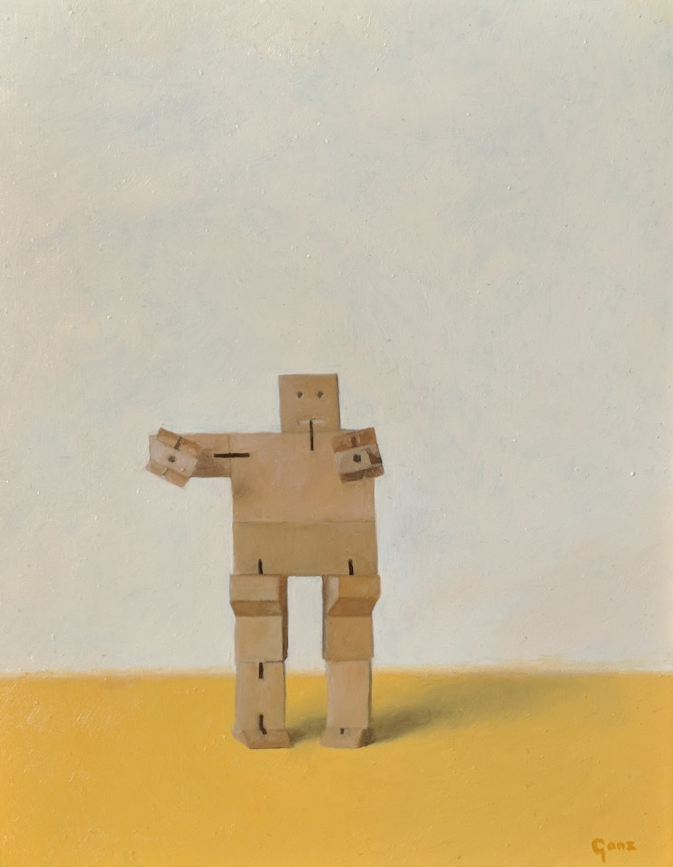 Cubebot, oil on panel